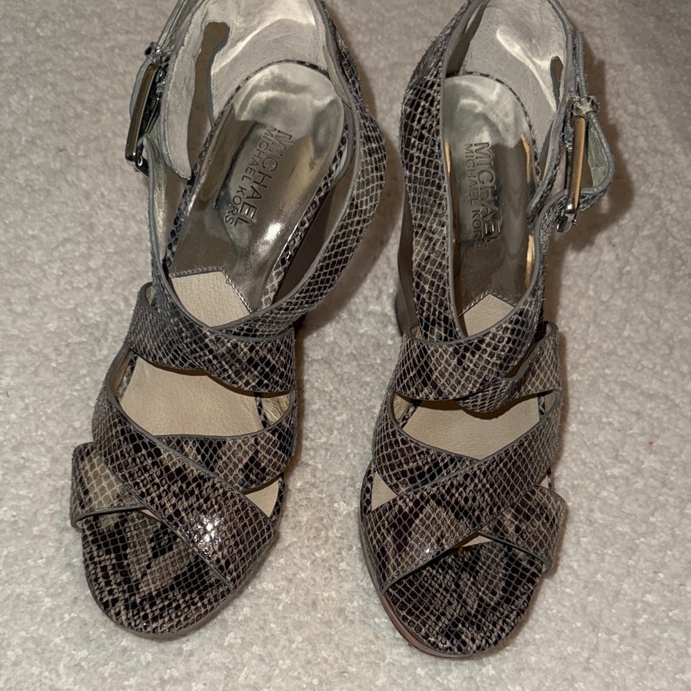 Michael Kors Women's Snakeskin Strappy wedges